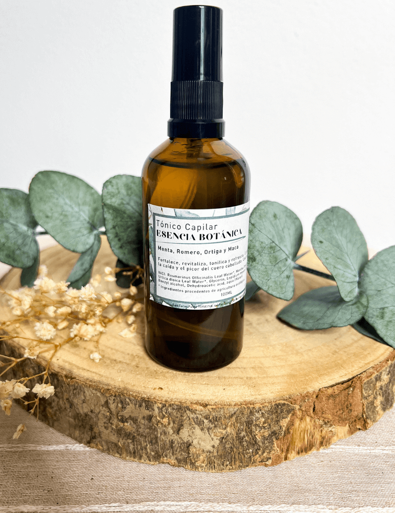 Tónico Capilar Natural Fortalecedor – Menta, Romero, Maca y Ortiga