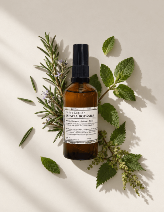 Tónico Capilar Natural Fortalecedor – Menta, Romero, Maca y Ortiga